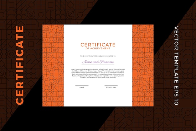 Horizontal certificate of appreciation dark template with modern minimal geometric pattern