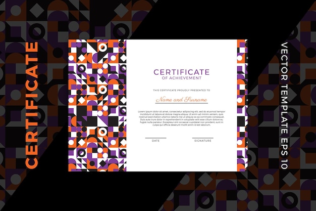 Horizontal certificate of appreciation dark template with modern minimal geometric pattern