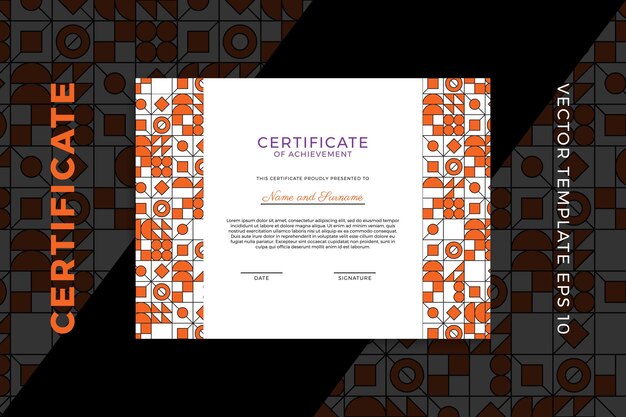 Horizontal certificate of appreciation dark template with modern minimal geometric pattern