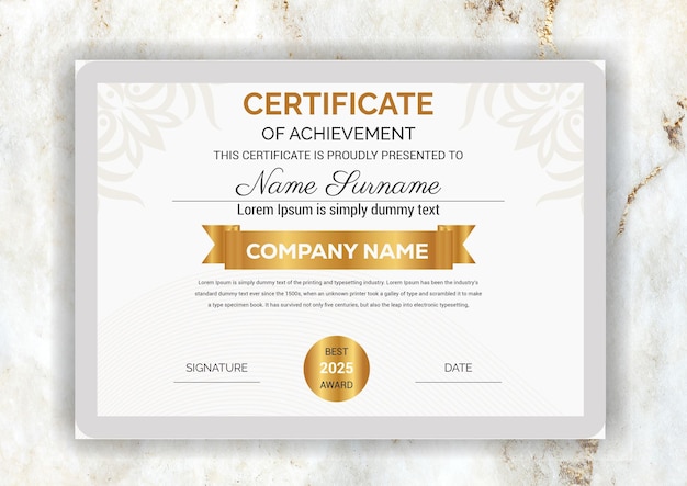 Vector horizontal certificate template