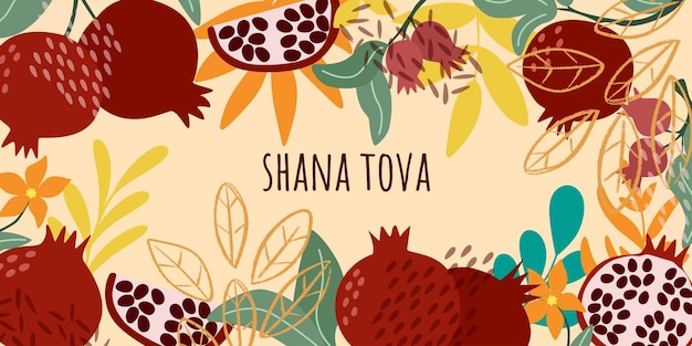 Horizontal colorful banner for Shana Tova Congratulatory template for jewish holiday new year