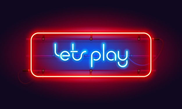 Горизонтальный красочный неоновый знак Let's Play