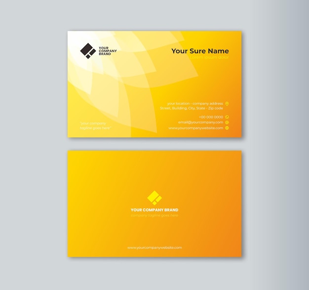 Vector horizontal doublesided business card template with white flower petals on a orange background