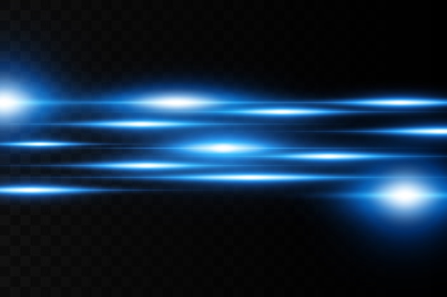 Horizontal flare. Laser horizontal beams, light beams. Bright stripes on a dark background.