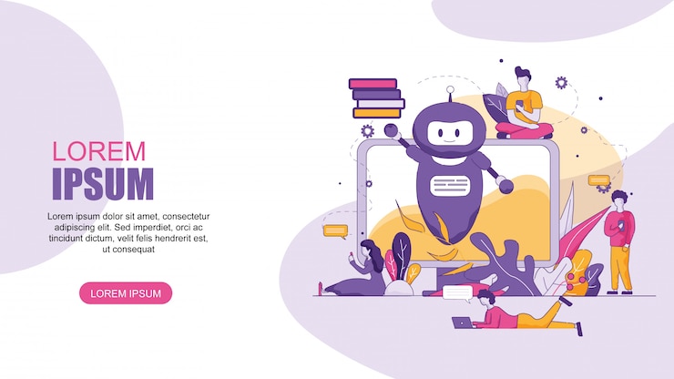 Vector horizontal flat banner online translator chatbot.