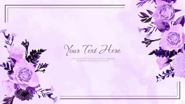 Horizontal floral banner background decorated with flowers border