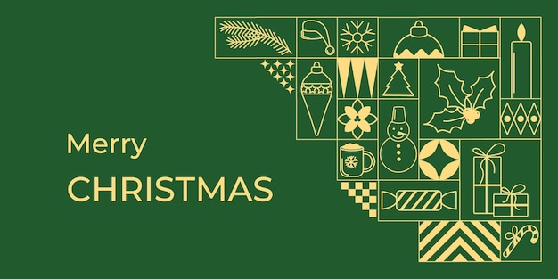 横の幾何学的なミニマリストの背景と線形のクリスマス モダンなクリスマス