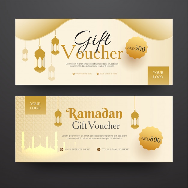 Voucher regalo orizzontale con la migliore offerta di sconto per il ramadan