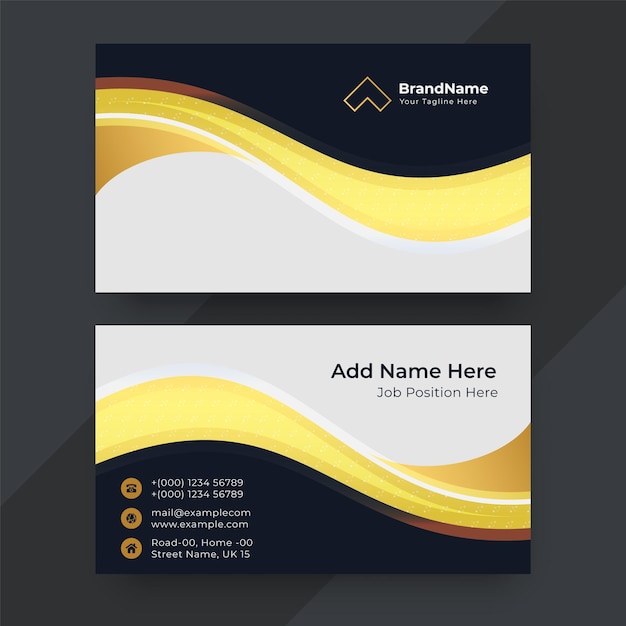 Horizontal golden style business card design template