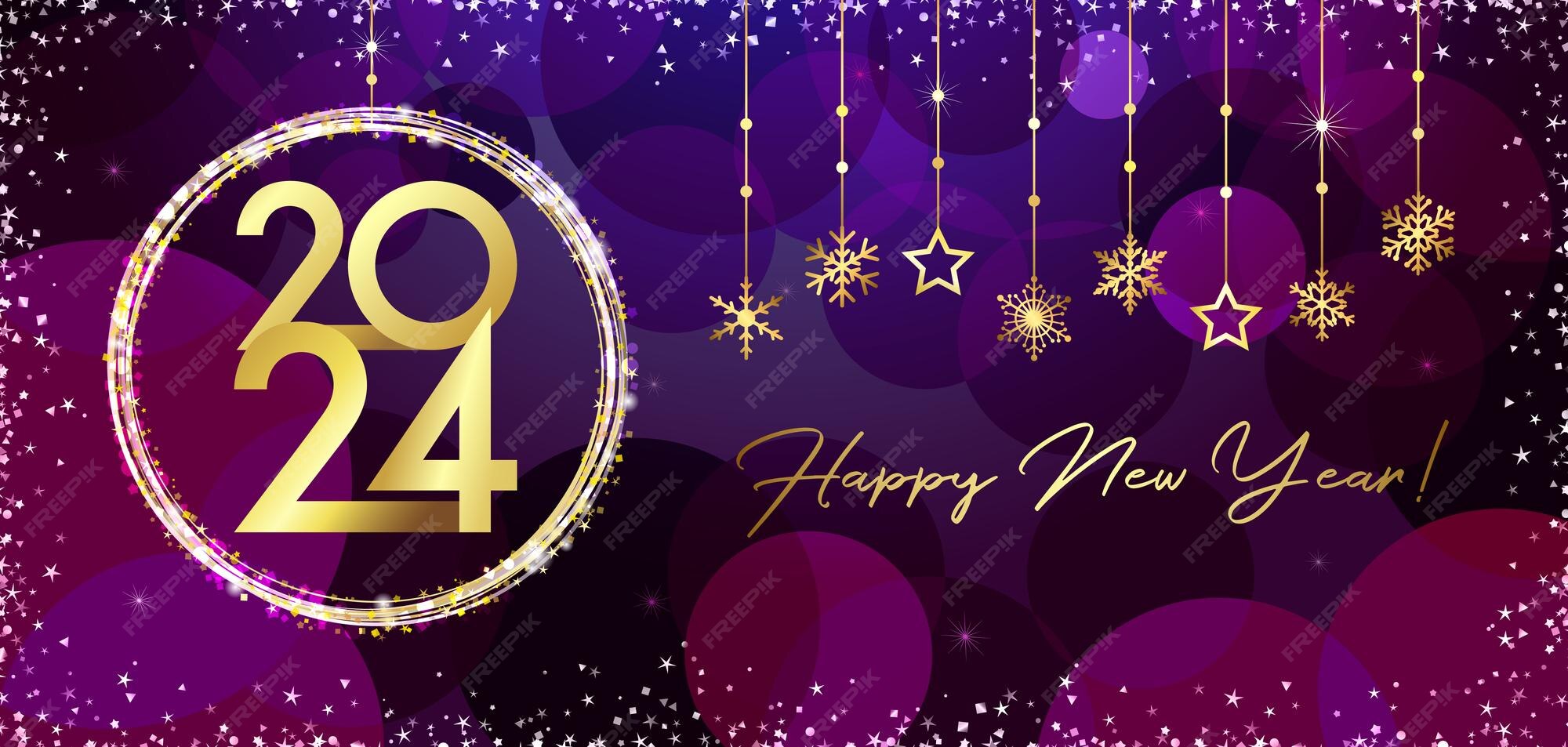 Premium Vector Horizontal greeting card a happy new year 2024