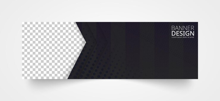 Vector horizontal header web banner design in black color