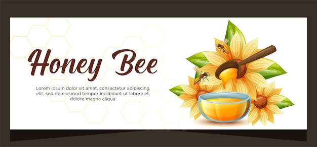 Vector horizontal honey advertising banner design honey vector illustration