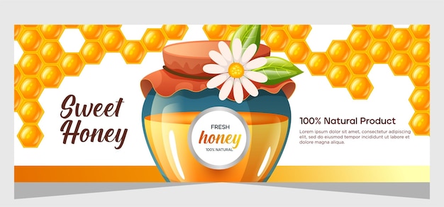Vector horizontal honey banner organic natural honey vector illustration