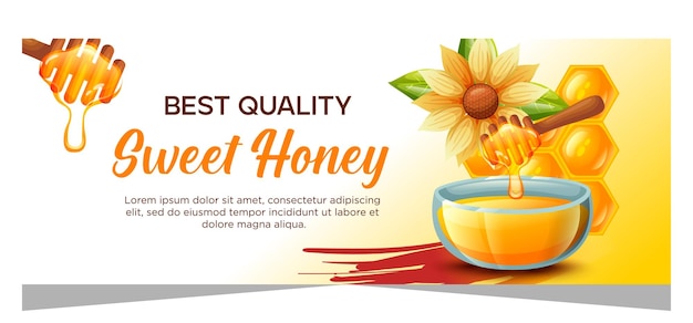 Vector horizontal honey banner organic natural honey vector illustration