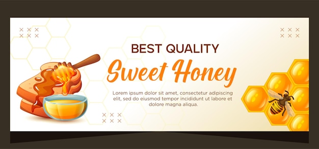 Vector horizontal honey banner organic natural honey vector illustration