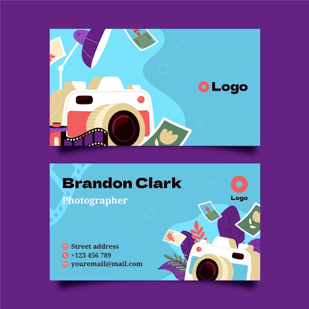 Horizontal id card template for photographer career and hobby