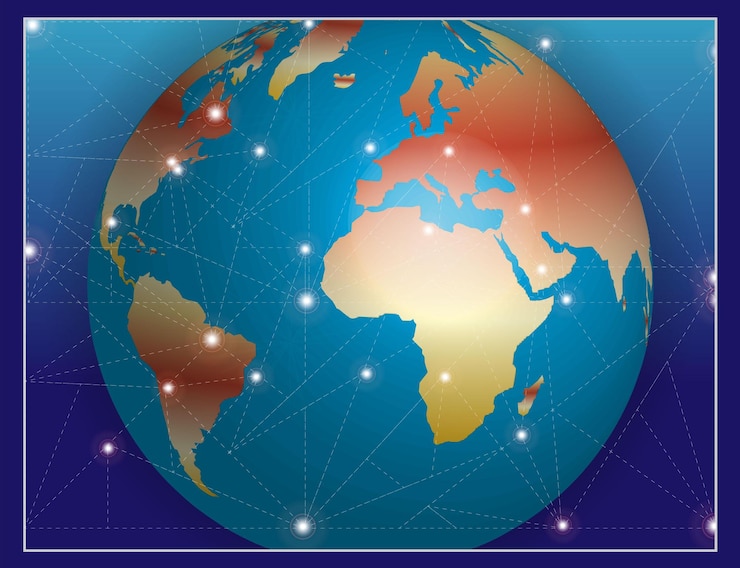 Vector horizontal illustration background design vector of the communication around world