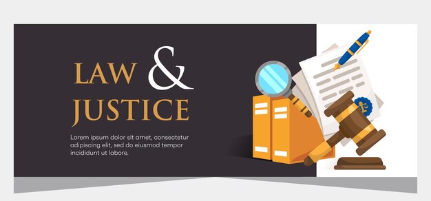 Vector horizontal law firm banner template design premium banner template