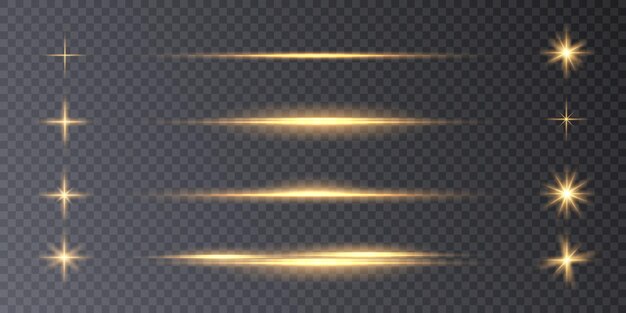 Horizontal light stripes Lasers isolated on transparent background