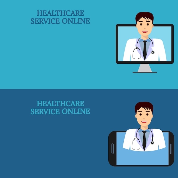 Horizontal medical banners telemedicine 22