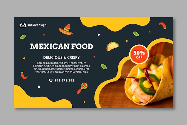 Horizontal mexican food banner template