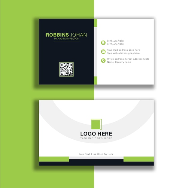 Vector horizontal olive green business card design.