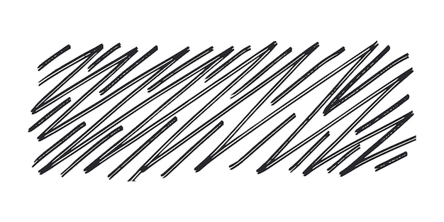 Horizontal pattern texture line hand drawn Hatch drawing pen ink and crosshatch draw pencil sketch Doodle scratch style Black shape on white background Vintage graphic design Vector illustration