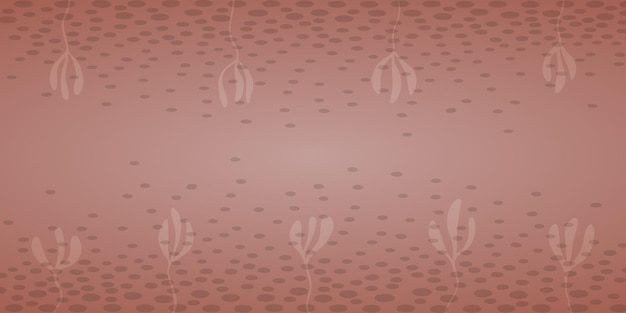 Horizontal pink background with plants and dots Abstract vector backdrop with gradient
