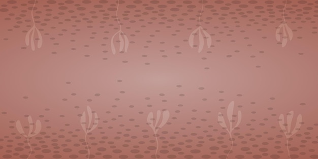 Horizontal pink background with plants and dots abstract vector backdrop with gradient