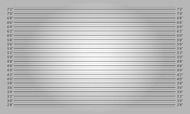 Horizontal police mugshot background with lighting effect Feet height chart for photo of wanted arrested or suspect person identity