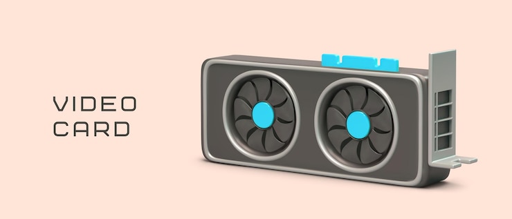 Vector horizontal poster with realistic video card concept for spare parts store