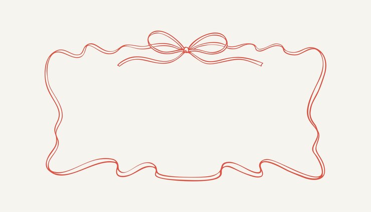 Vector horizontal rectangle bow ribbon frame hand drawn cute line doodle border