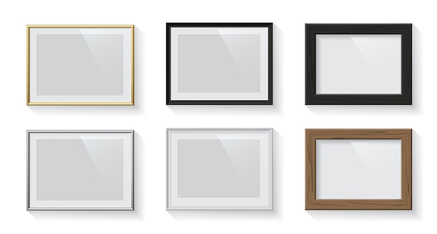 horizontal rectangle picture or photo frames set on white background