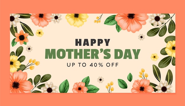 Vector horizontal sale banner template for mother's day celebration