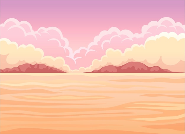 horizontal scenery with mountains and desert sand landscape vector illustration