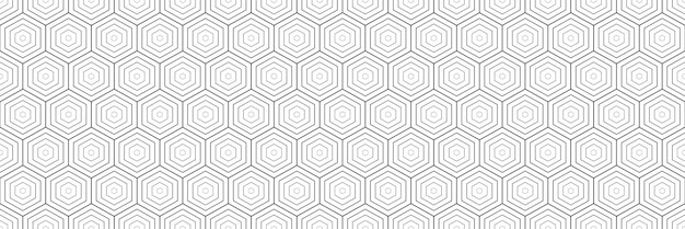 horizontal seamless black blended outline hexagon design for pattern and background