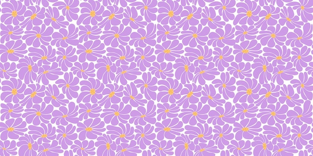 Horizontal seamless floral groovy background