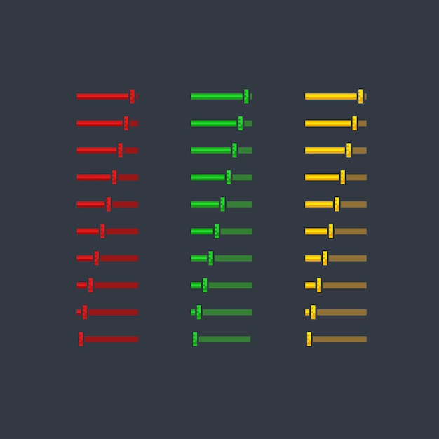 horizontal sliding menu set with different color in pixel art style