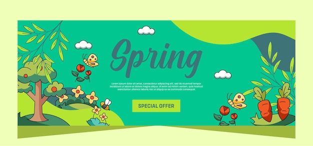 Horizontal spring banner template Vector design