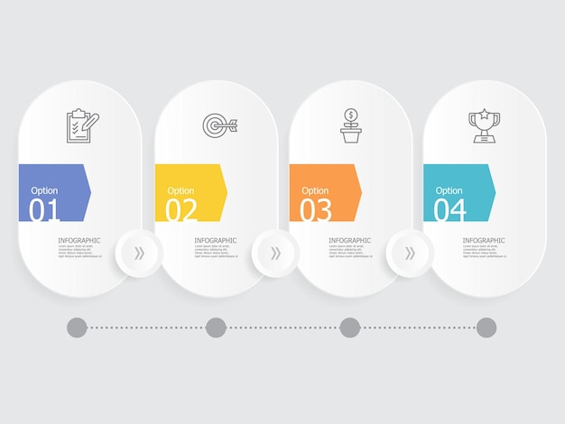 horizontal steps timeline infographic element