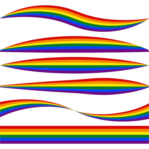 Horizontal stripes lgbt flag with different profile shape vector lgbt pride flag curved stripes