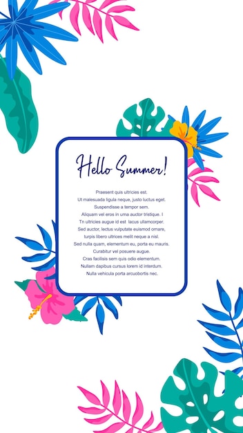 Horizontal summer design with hand drawn elements