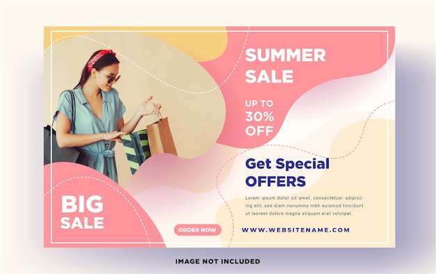 Horizontal summer social media banner template