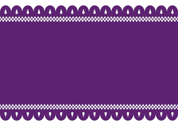 Horizontal template of purple perforated paper or 'papel picado' for mexican traditions