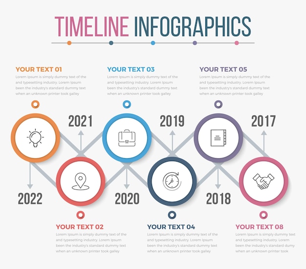 Horizontal timeline infographics