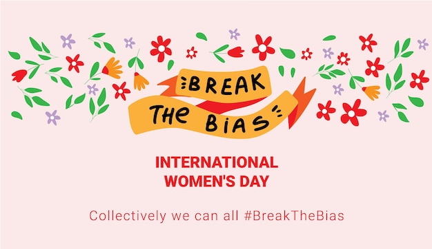 Horizontal Vector banner for International Women's Day Break the Bias