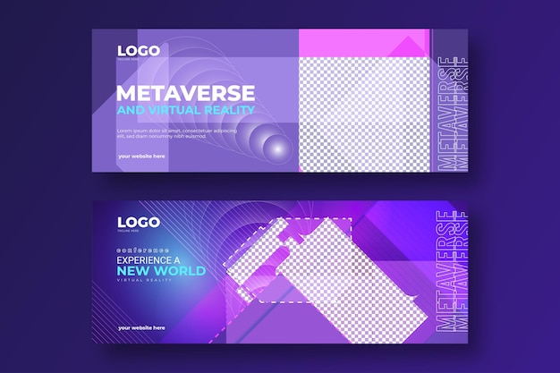 horizontal vertical abstract light effect with gradient virtual reality metaverse conference concept twitch banner design for facebook cover