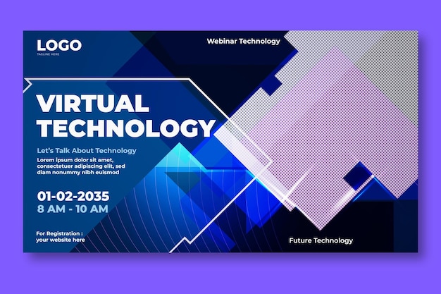 horizontal vertical webinar virtual technology and metaverse conference illustrated web banner design