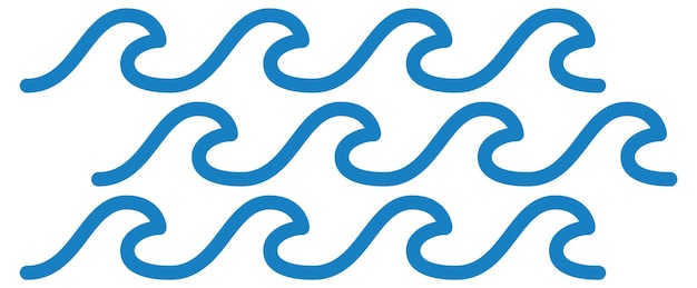 Horizontal waves ornament blue line water surface