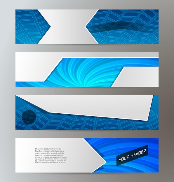 Horizontal web banner blue background set template05